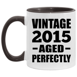 9th Birthday Vintage 2015 Aged Perfectly - 11oz Accent Mug Black
