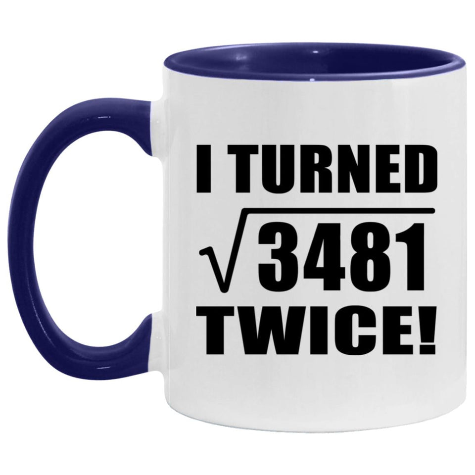 118th Birthday I Turned Square Root of 3481 Twice - 11oz Accent Mug Purple