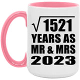 39th Anniversary Square Root of 1521 Years As Mr & Mrs 2023 - 15oz Accent Mug Pink