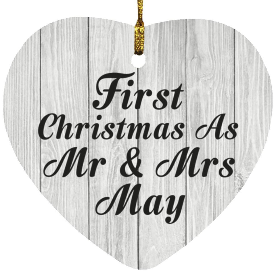 First Christmas As Mr & Mrs May - Heart Ornament F