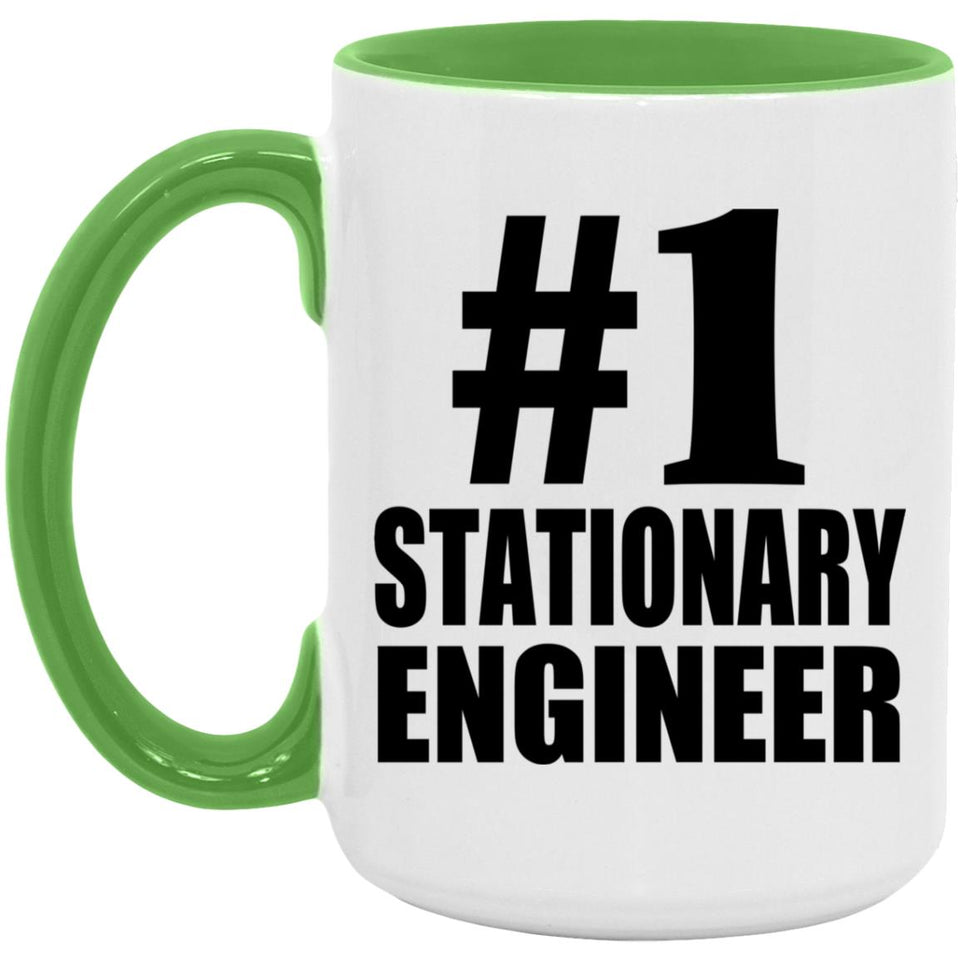 Number One #1 Stationary Engineer - 15oz Accent Mug Green