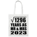 36th Anniversary Square Root of 1296 Years As Mr & Mrs 2023 - Tote Bag White