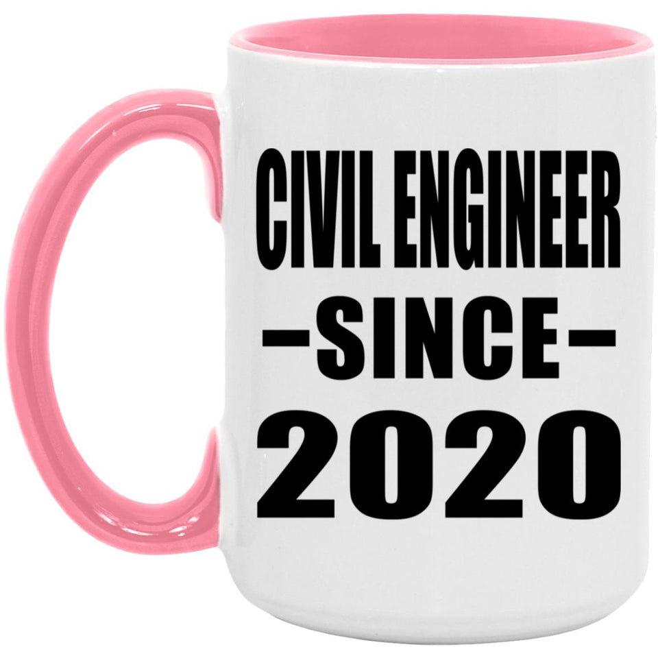Civil Engineer Since 2020 - 15oz Accent Mug Pink