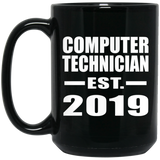 Computer Technician Established EST. 2019 - 15oz Coffee Mug Black