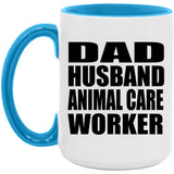 Dad Husband Animal Care Worker - 15oz Accent Mug Blue