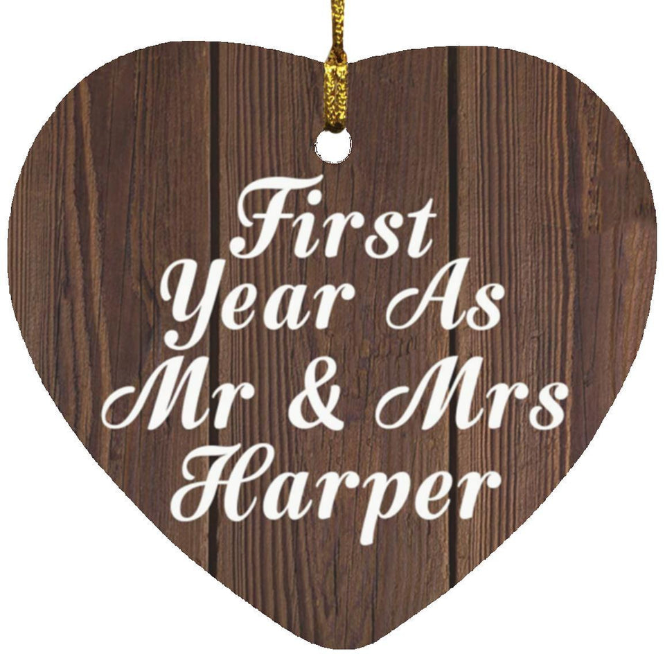 First Year As Mr & Mrs Harper - Heart Ornament D