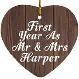 First Year As Mr & Mrs Harper - Heart Ornament D