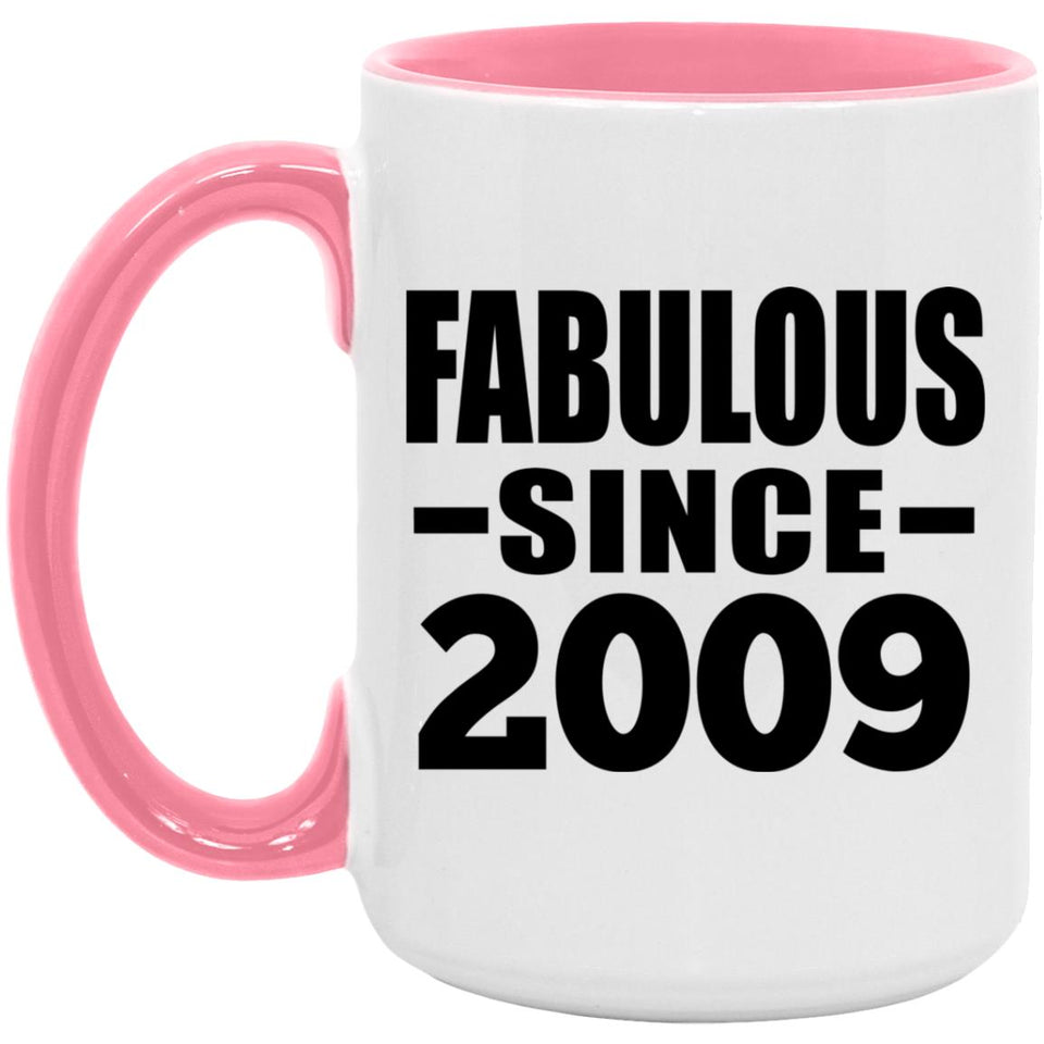 15th Birthday Fabulous Since 2009 - 15oz Accent Mug Pink