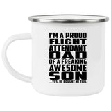 Proud Flight Attendant Dad Of Awesome Son - 12oz Camping Mug