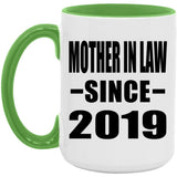 Mother In Law Since 2019 - 15oz Accent Mug Green
