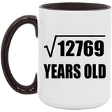 113th Birthday Square Root of 12769 Years Old - 15oz Accent Mug Black