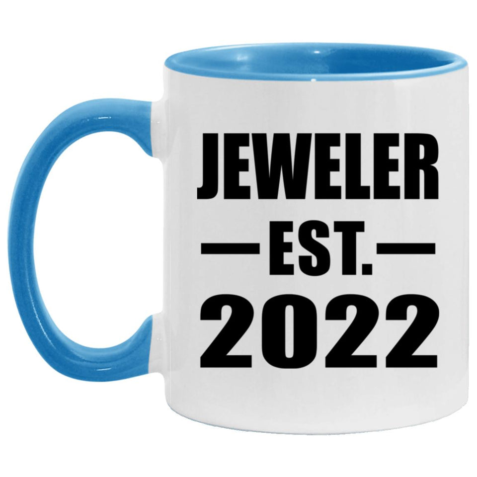 Jeweler Established EST. 2022 - 11oz Accent Mug Blue