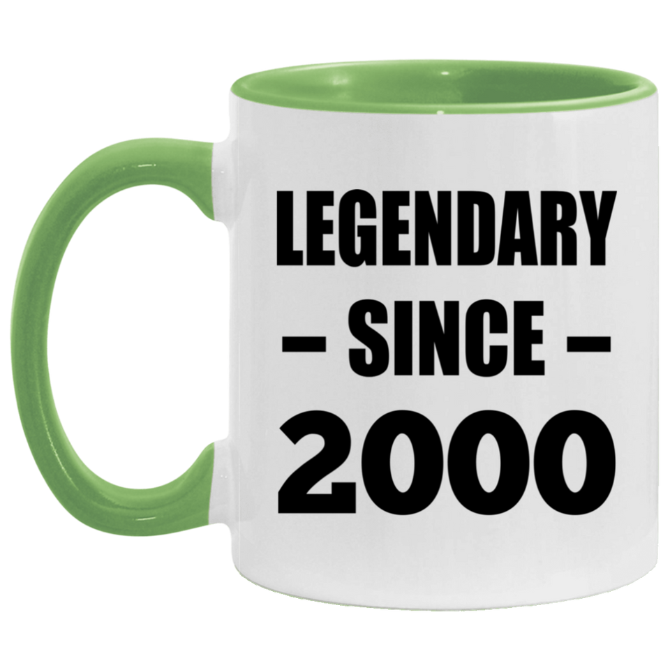 24th Birthday Legendary Since 2000 - 11oz Accent Mug Green