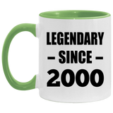 24th Birthday Legendary Since 2000 - 11oz Accent Mug Green