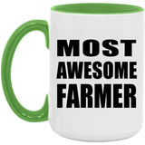 Most Awesome Farmer - 15oz Accent Mug Green