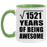 39th Birthday Square Root of 1521 Years of Being Awesome - 11oz Accent Mug Green