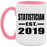 Statistician Established EST. 2019 - 15oz Accent Mug Pink