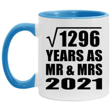 36th Anniversary Square Root of 1296 Years As Mr & Mrs 2021 - 11oz Accent Mug Blue