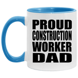 Proud Construction Worker Dad - 11oz Accent Mug Blue