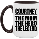 Courtney The Mom The Hero The Legend - 15oz Accent Mug Black