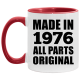 48th Birthday Made in 1976 All Parts Original - 11oz Accent Mug Red