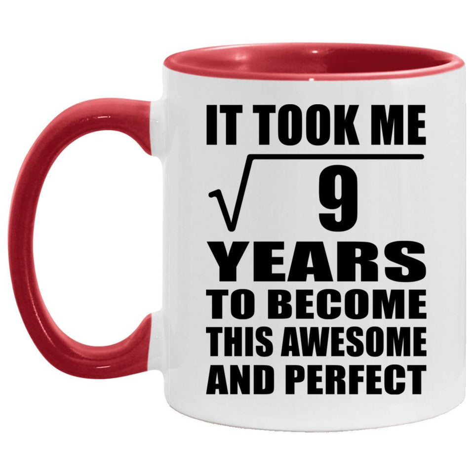 3rd Birthday Took Square Root of 9 Years To Awesome - 11oz Accent Mug Red