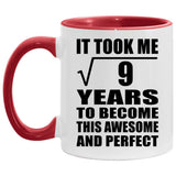 3rd Birthday Took Square Root of 9 Years To Awesome - 11oz Accent Mug Red