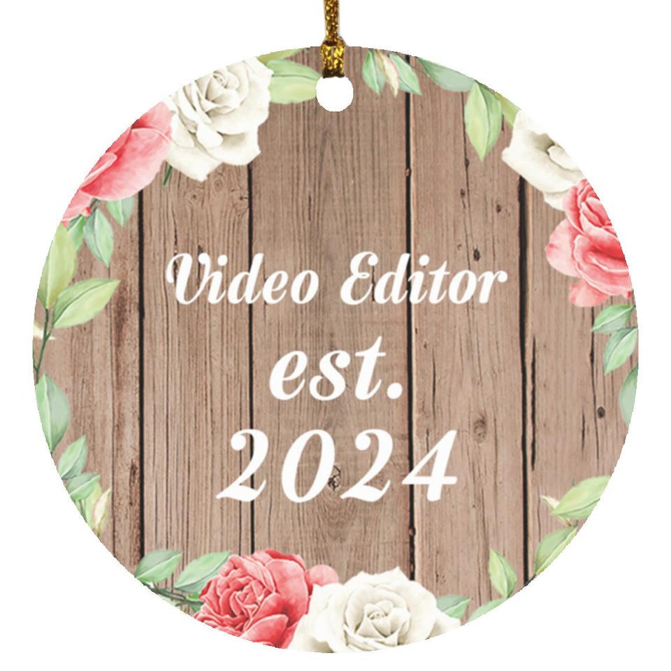 Video Editor Established Est. 2024 - Circle Ornament B