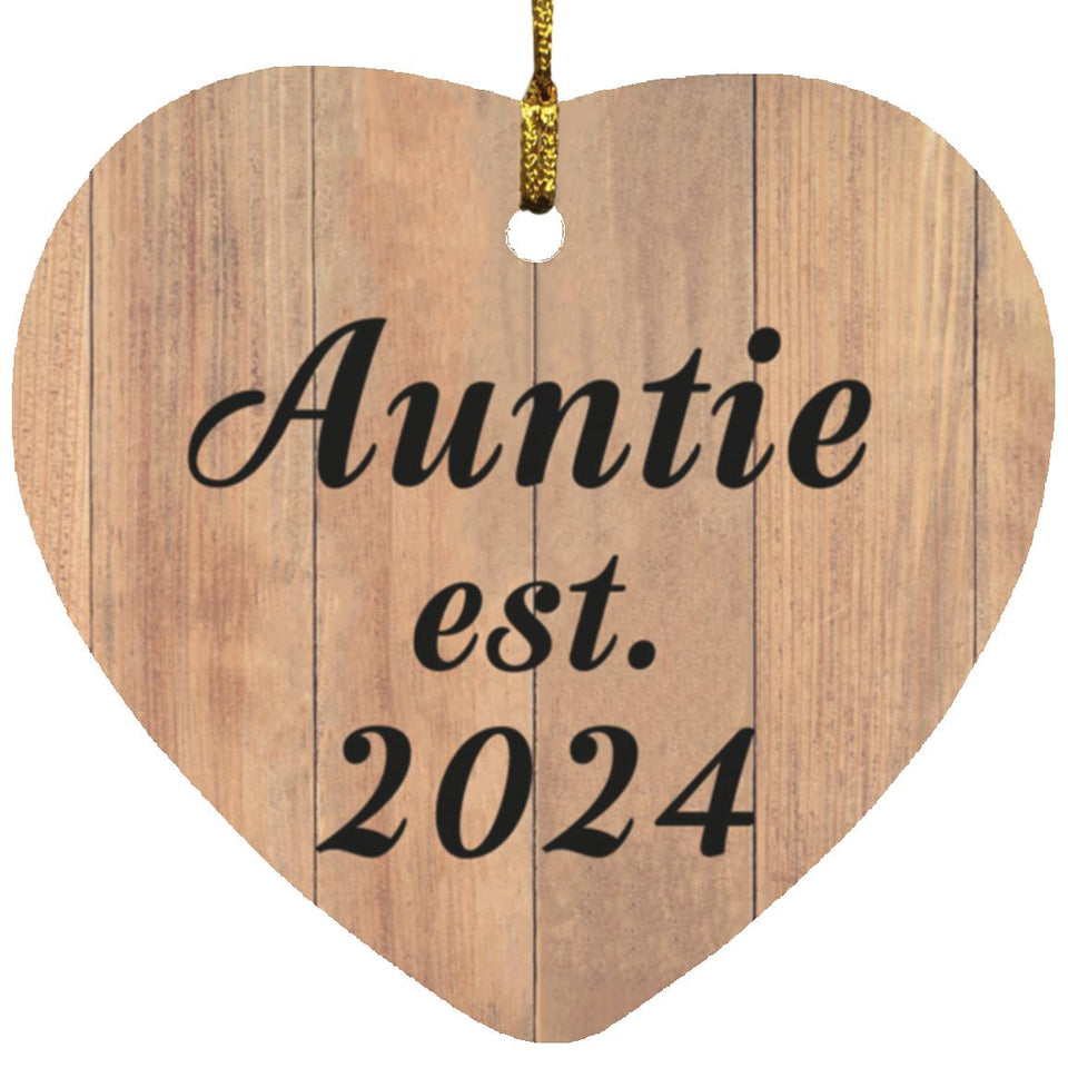 Auntie Established EST. 2024 - Heart Ornament C