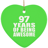 97th Birthday 97 Years Of Being Awesome - Heart Ornament