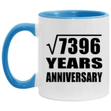 86th Anniversary Square Root of 7396 Years Anniversary - 11oz Accent Mug Blue