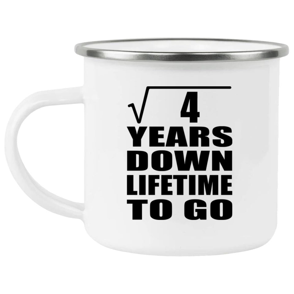 2nd Anniversary Square Root of 4 Years Lifetime To Go - 12oz Camping Mug