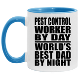 Pest Control Worker By Day World's Best Dad By Night - 11oz Accent Mug Blue