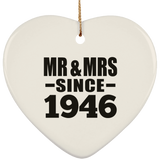 78th Anniversary Mr & Mrs Since 1946 - Heart Ornament