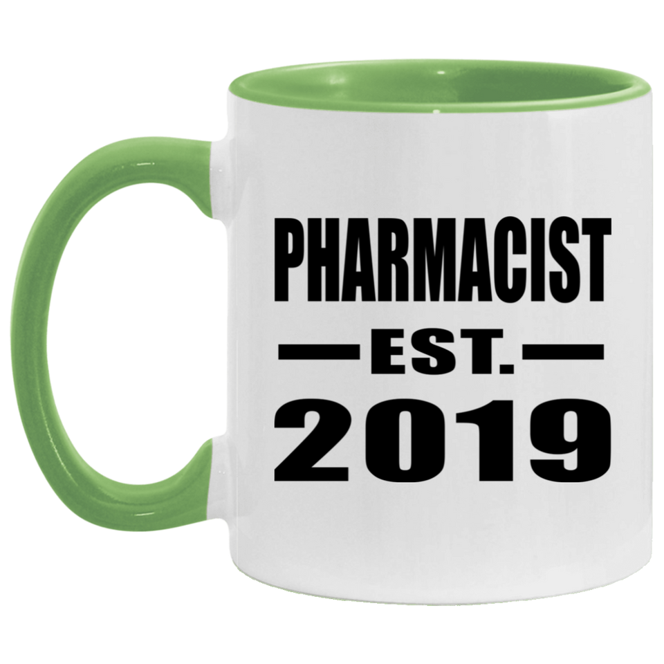 Pharmacist Established EST. 2019 - 11oz Accent Mug Green