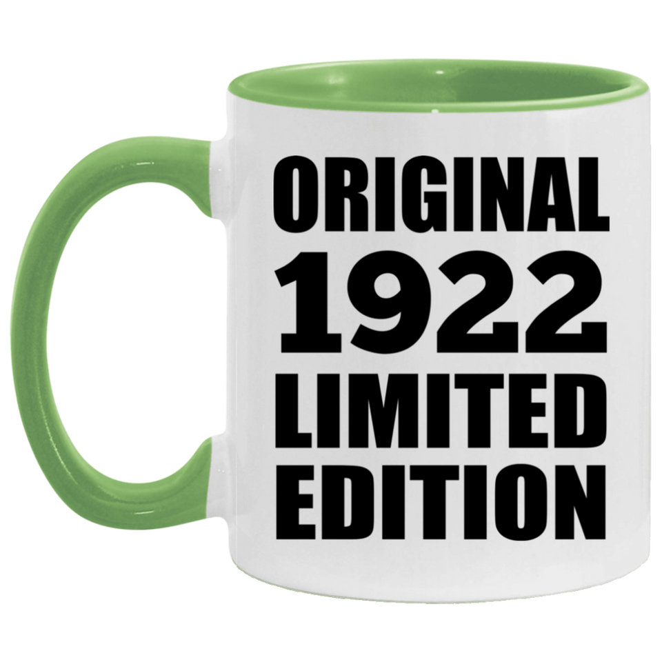 102nd Birthday Original 1922 Limited Edition - 11oz Accent Mug Green