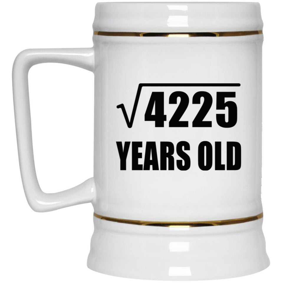 65th Birthday Square Root of 4225 Years Old - Beer Stein