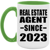 Real Estate Agent Since 2023 - 15oz Accent Mug Green