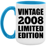16th Birthday Vintage 2008 Limited Edition - 15oz Accent Mug Blue