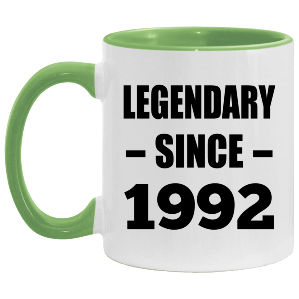 32nd Birthday Legendary Since 1992 - 11oz Accent Mug Green