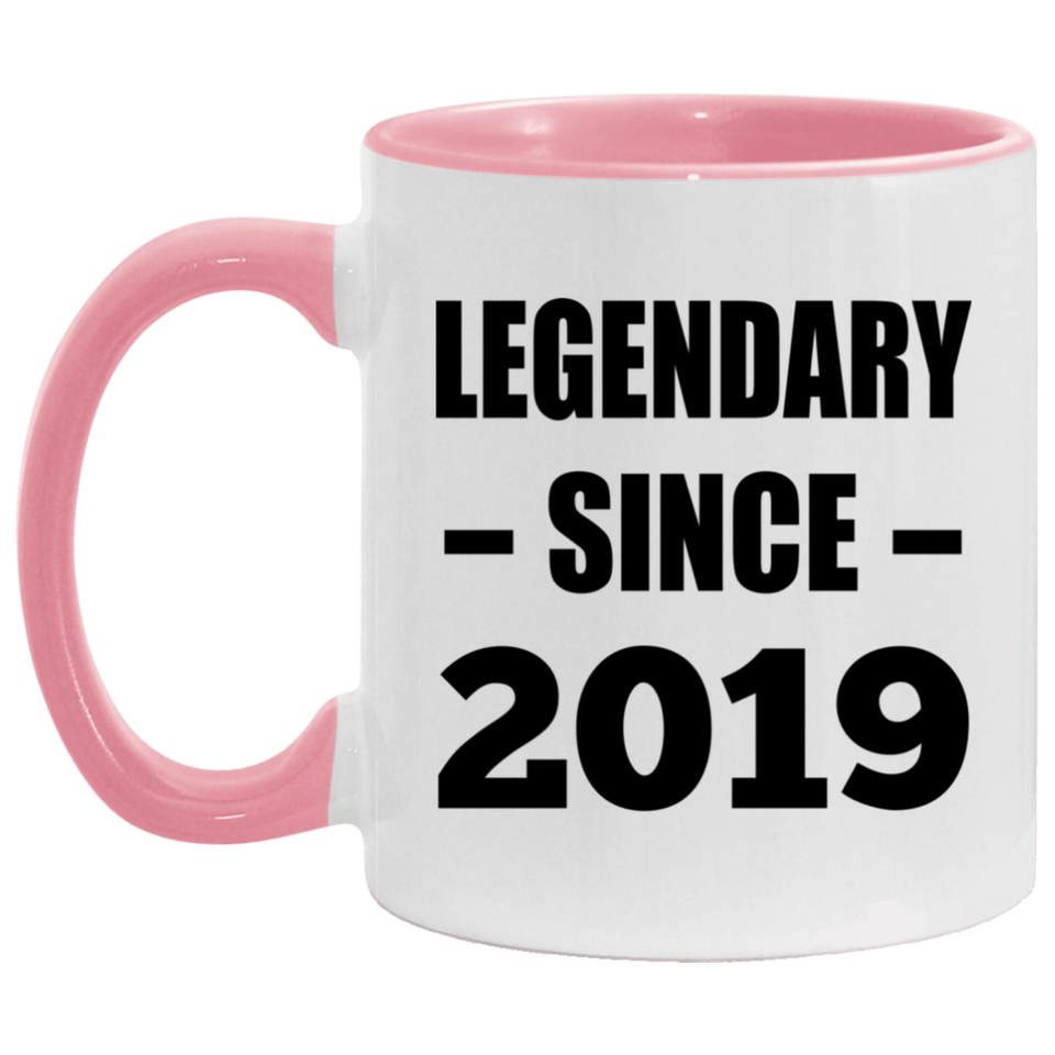 5th Birthday Legendary Since 2019 - 11oz Accent Mug Pink