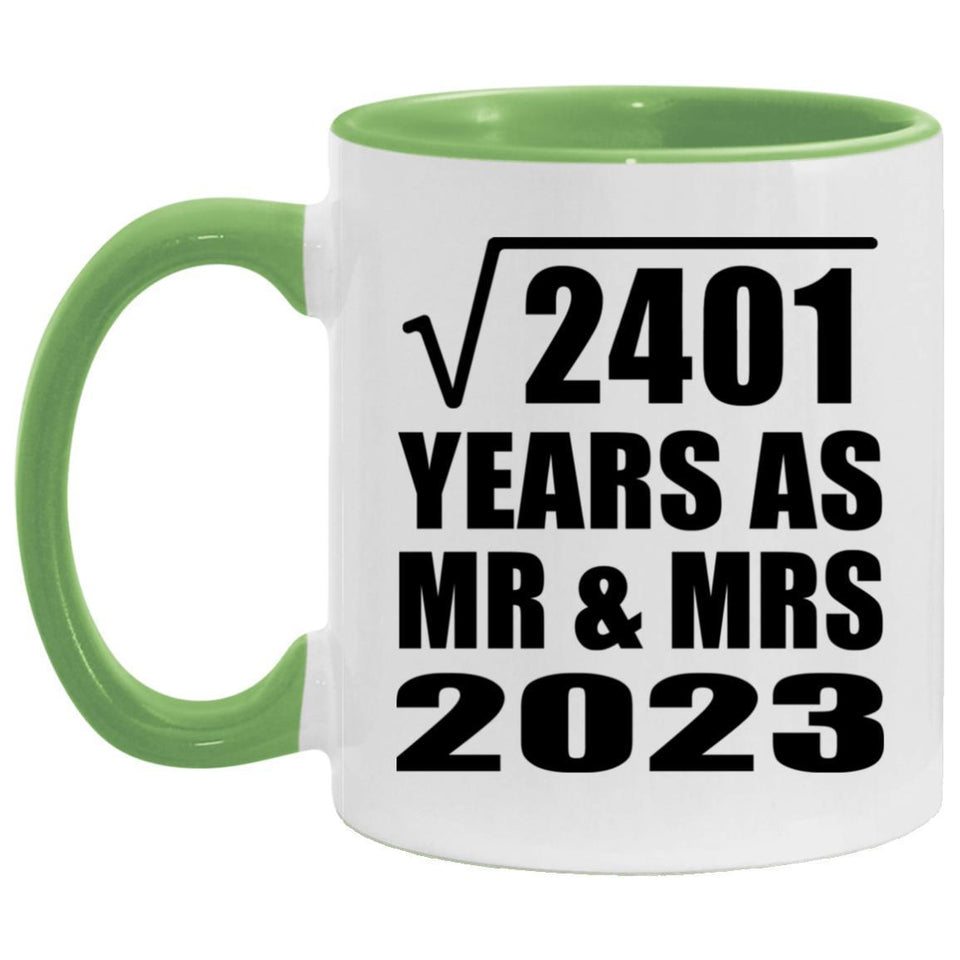 49th Anniversary Square Root of 2401 Years As Mr & Mrs 2023 - 11oz Accent Mug Green