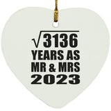 56th Anniversary Square Root of 3136 Years As Mr & Mrs 2023 - Heart Ornament