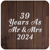 39th Anniversary 39 Years As Mr & Mrs 2024 - Drink Coaster D