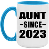 Aunt Since 2023 - 15oz Accent Mug Blue