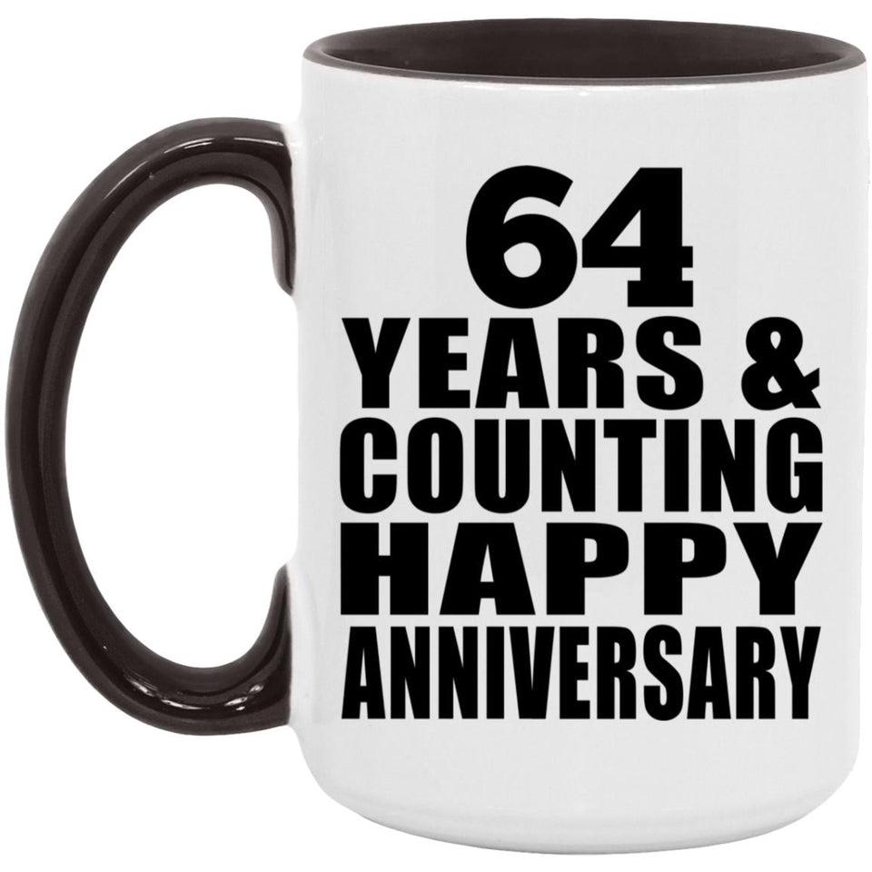 Happy 64th Anniversary 64 Years & Counting - 15oz Accent Mug Black