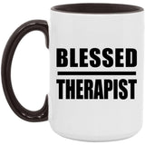 Blessed Therapist - 15oz Accent Mug Black