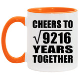 96th Anniversary Cheers To Square Root of 9216 Years Together - 11oz Accent Mug Orange