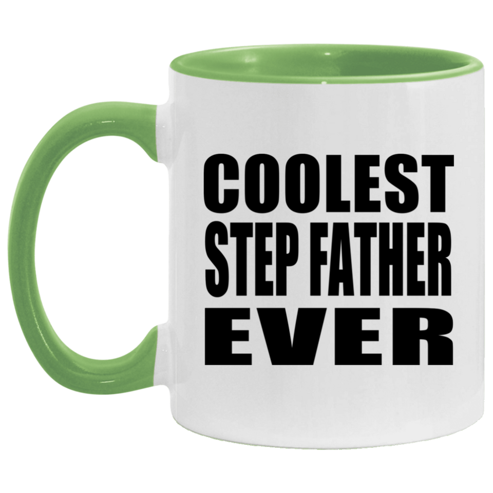 Coolest Step Father Ever - 11oz Accent Mug Green