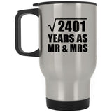 49th Anniversary Square Root of 2401 Years As Mr & Mrs - Silver Travel Mug